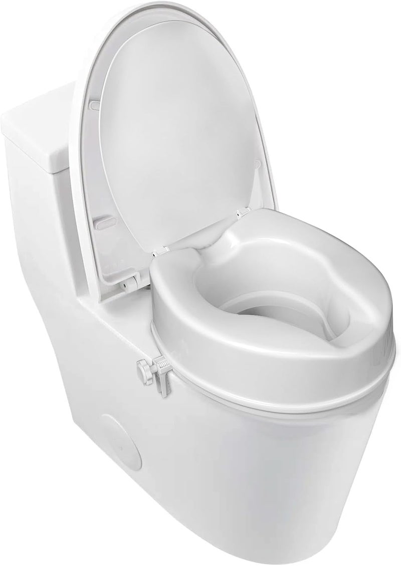 Caredear Store Raised Toilet Seat with Lid for Elderly, 4" High Toilet Seat for Elongated or Standard Commode, Raised Toilet Seat for Seniors, Handicap Toilet Seat Riser with Cover - Image 1